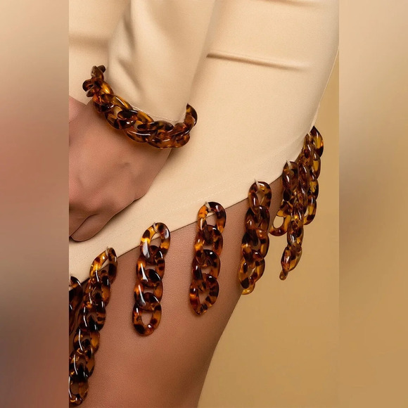 NWT Asymmetrical Tortoise Chain Fringe Hem Dress - Picture 4 of 4